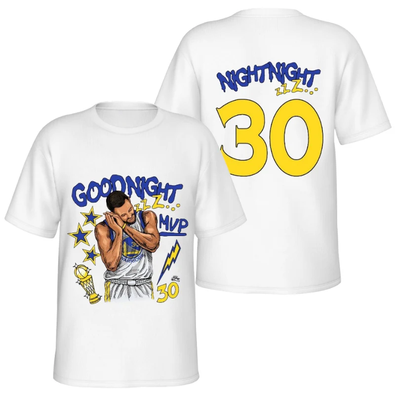 New Stephen Curry Good Night Pattern Y2k Harajuku Printed High-quality Pure Cotton Men's and Women's Sports and Leisure T-shirt