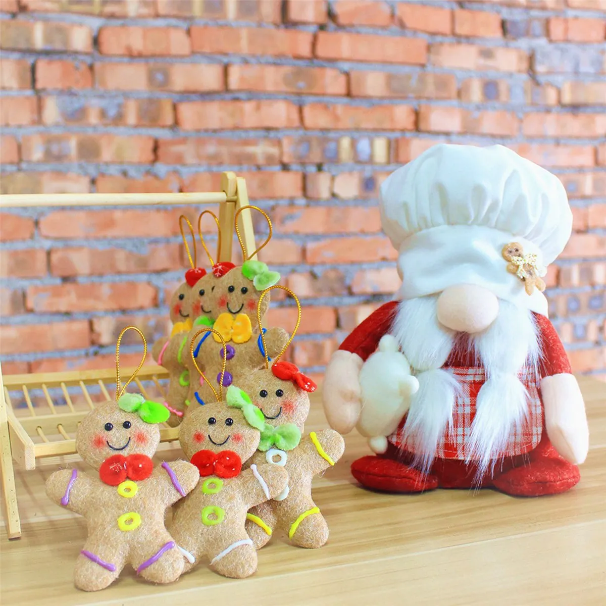 ABLU-Christmas Decoration Dwarf Chef Faceless European Style Home Hotel Gingerbread Man Ornament Christmas Gift