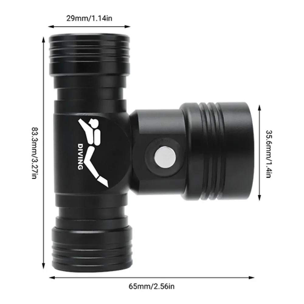 BORUiT B14 1200LM LED Scuba Diving Headlamp IPX8 Waterproof Underwater 60M Headlight 3-Mode Use 18650 Battery Diving Light