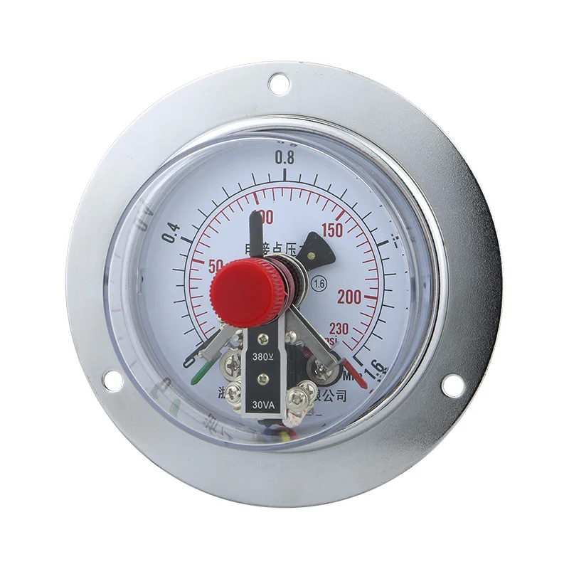 

4 Inches 100mm Flange Type Gas Liquid Pressure Measurement 1.6% Custom Electric Contact Pressure Gauge