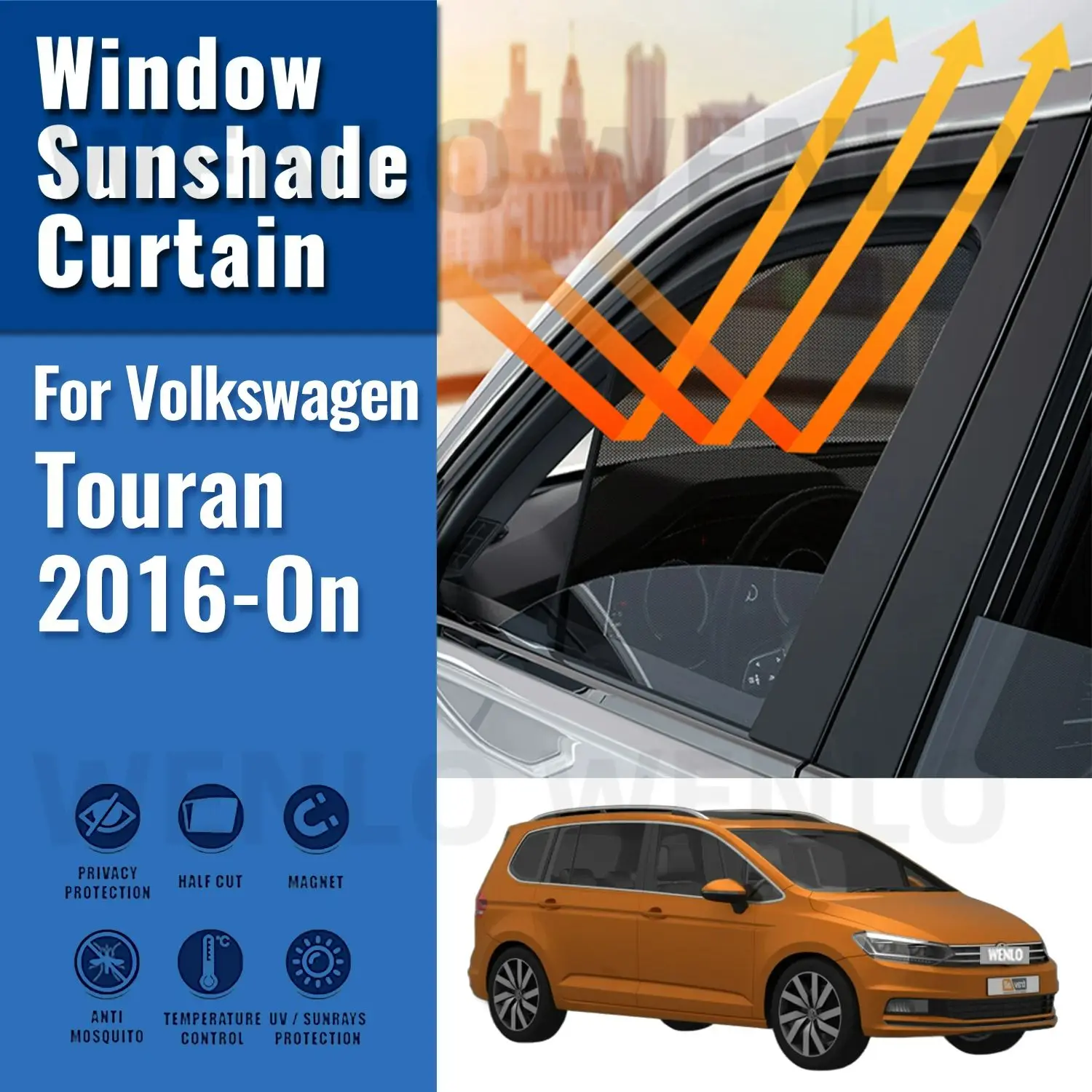 

For Volkswagen VW Touran 5T 2016-2024 Car Sunshade Visor Front Windshield Frame Curtain Rear Baby Side Window Sun Shade Shield