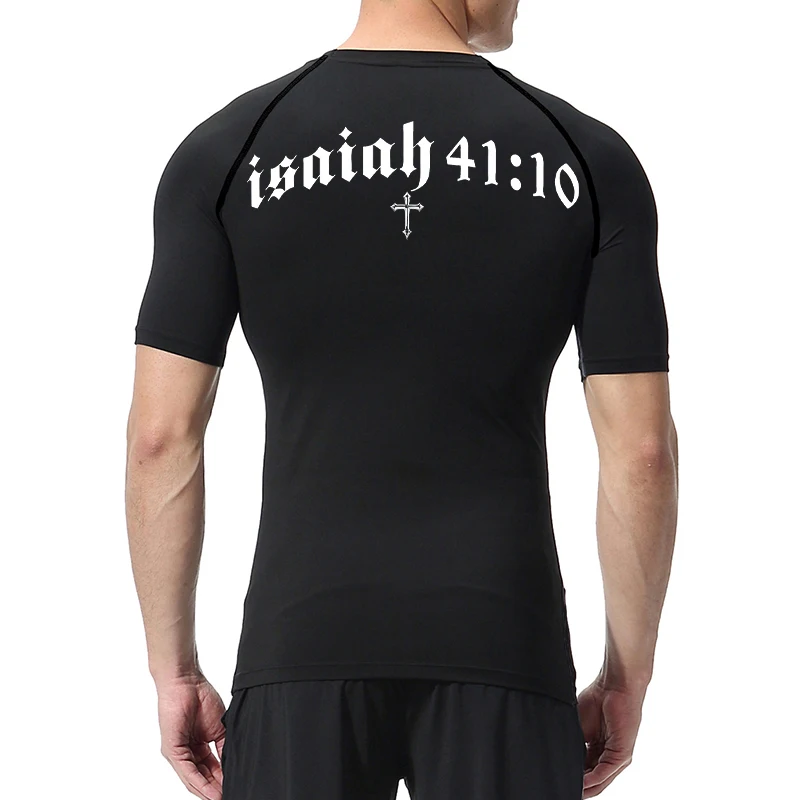 Bible Cross Graphic Compression Shirt for Men Gym Workout Undershirts Baselayers Rash Guard Athletic Quick Dry T-Shirt Tees Tops