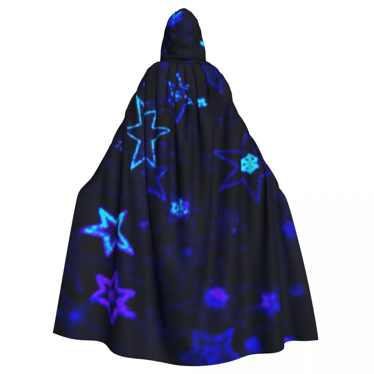 Holographic Stars Hooded Cloak Coat Halloween Cosplay Costume Vampire Devil Wizard Cape Gown Party