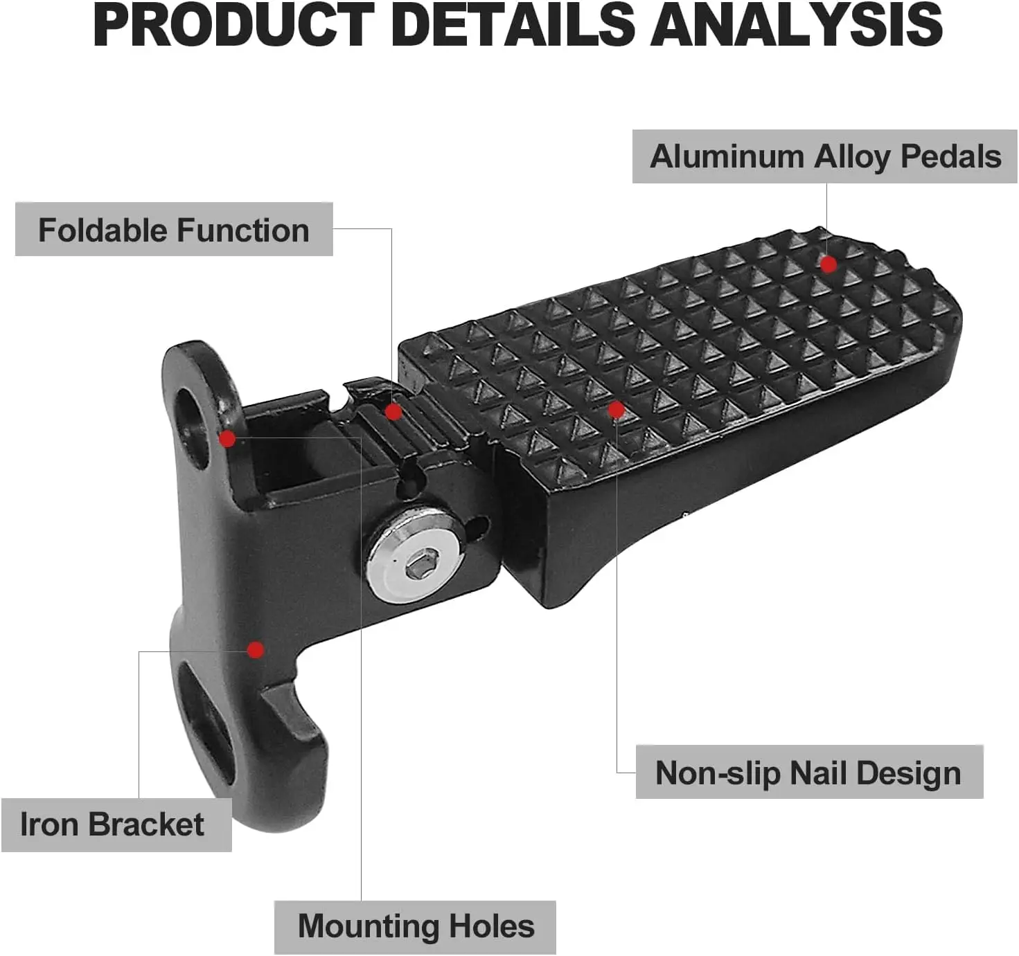 1 Pair Mini Folding Rear Pedals Bicycle Foot Pegs for Mountain Electric Bikes - Bike Rear Pedals
