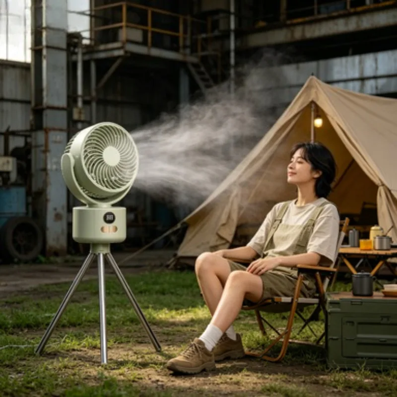 Outdoor Camping Foldable USB Charging Fan Tent Fishing Essential Digital Display Detachable Portable Electric Fan