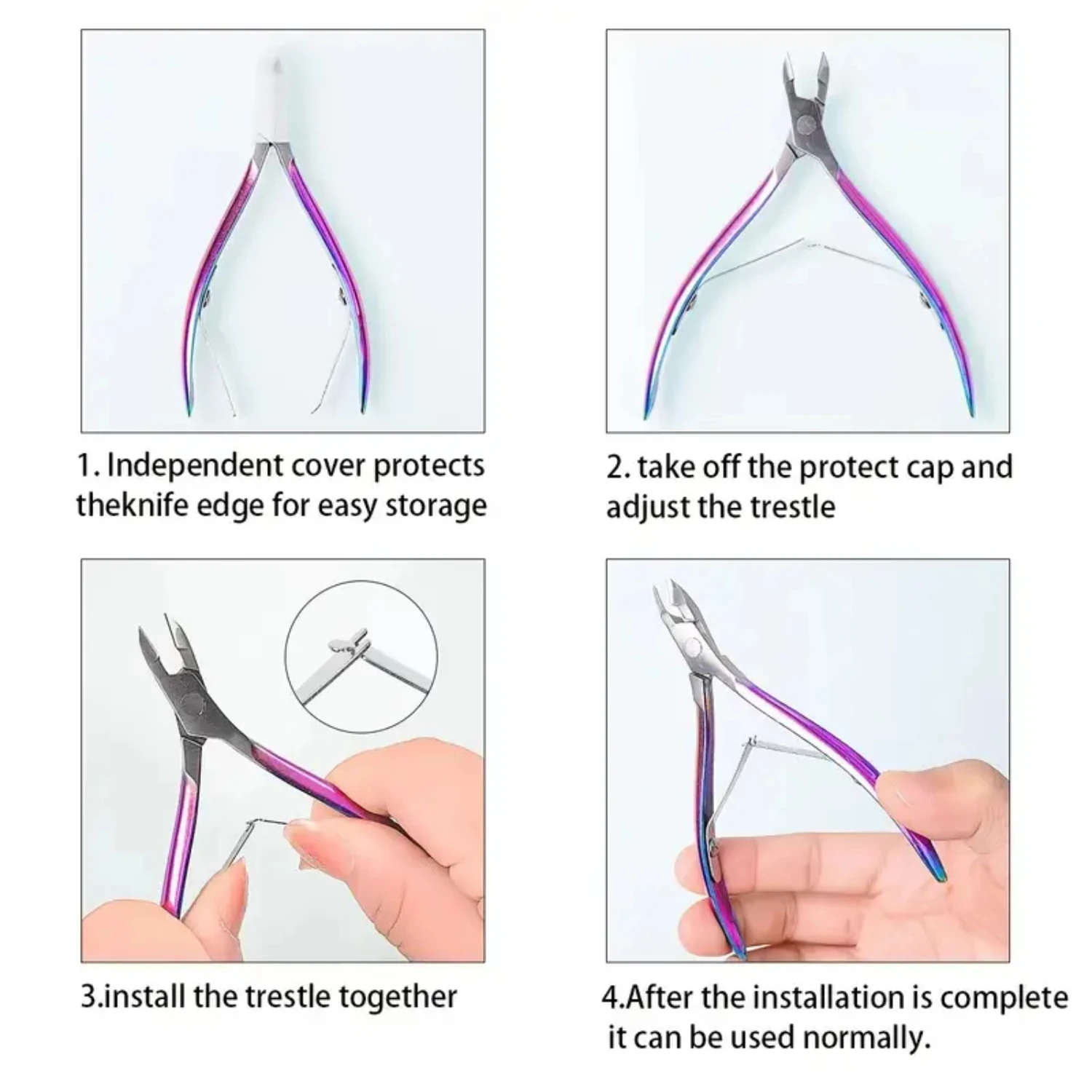 ชุดเครื่องมือทําเล็บสแตนเลส 3 ชิ้นสีสันสดใสสําหรับการขจัดผิวหนังที่ตายแล้ว