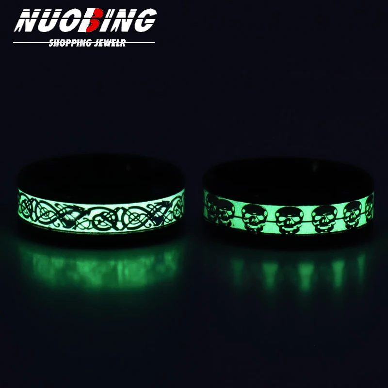 

Night Glow Stainless Steel Ring For Men Punk Hip-Hop Mixed Styles Rings Party Daily Wear Trend Finger Accessories Jewelry