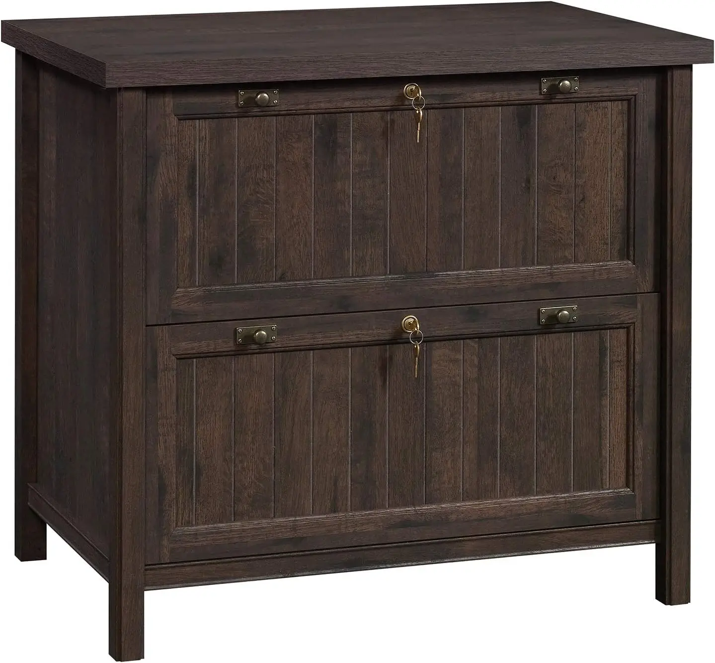 

2 Drawer Lateral File Cabinet with Lock for Home Office in Coffee Oak Special Feature Lockable