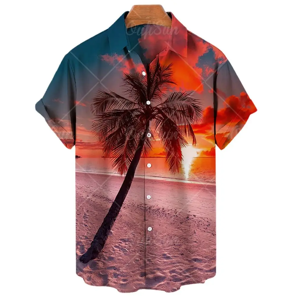 Men\'s Hawaiian shirts Summer beach vacation shirt Unisex men and women\'s daily clothing Fashion casual outdoor short sleeved top