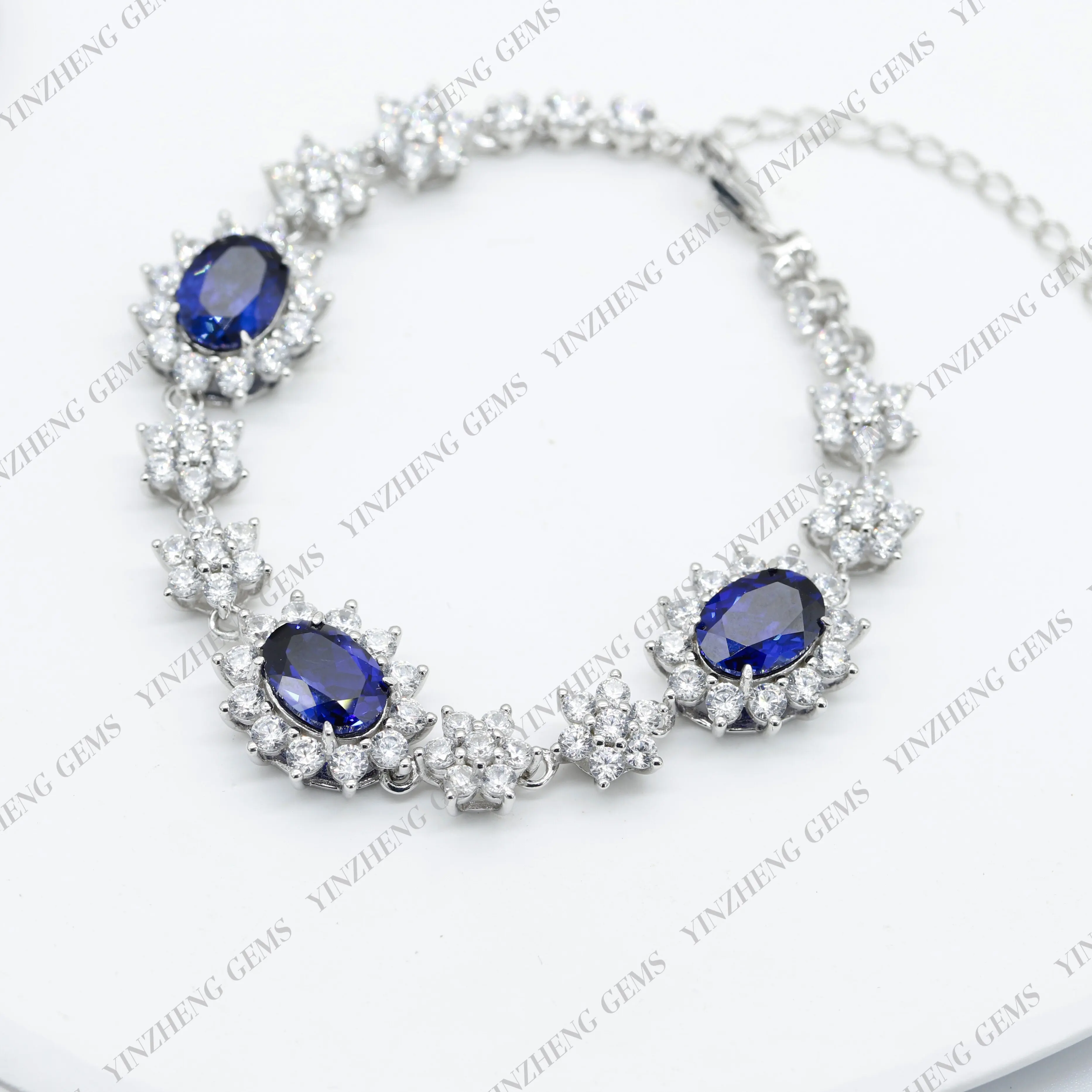 Fashion style 925 Real Silver lab grown ruby lab grown sapphire Fine Jewelry Bracelet