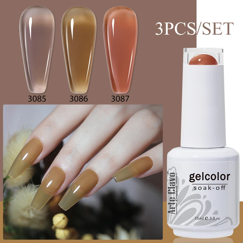 Arte Clavo 3PCS Set Gel Nagellack Frühling Sommer Gelee Farbe Nail art DIY Semi Permanent Polnischen Maniküre Soak Off UV Nagel Gel