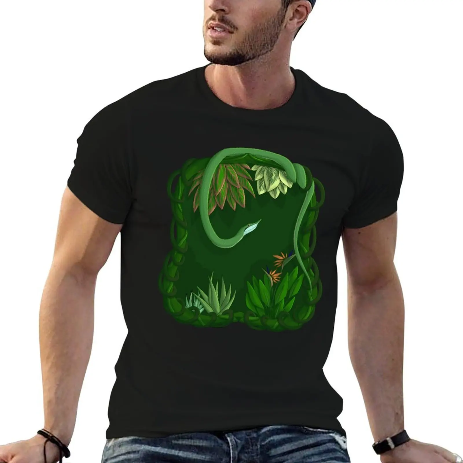 Rhino Rat snake on a Tropical frame T-Shirt luxury new gifts and t-shirts plus size men clothing
