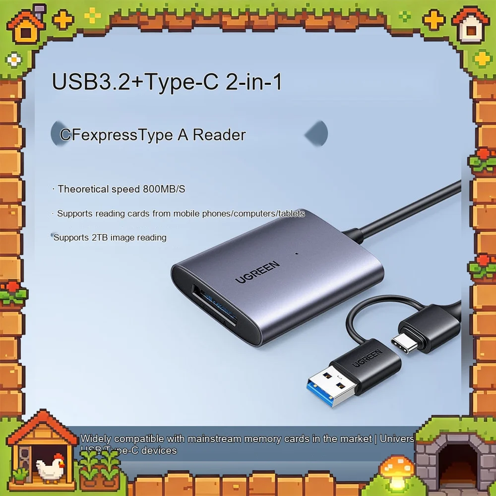 UGREEN 45177 CM516 CFexpress Type A Card Reader USB 3.2 USB-C 2-in-1 High Speed Memory Card Adapter