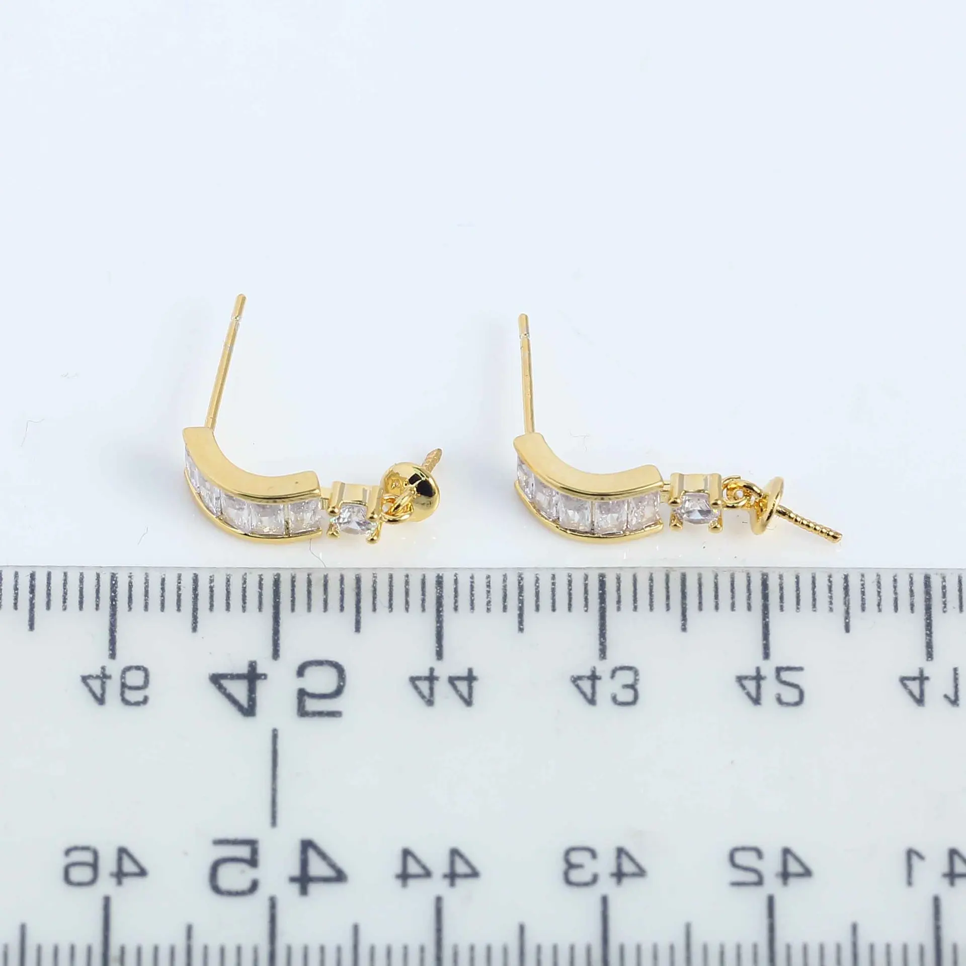 

1 пара позолоченных медных серег-гвоздиков E225 с жемчугом и серебряной иглой S925, фурнитура для изготовления ювелирных изделий, аксессуары для DIY-украшений