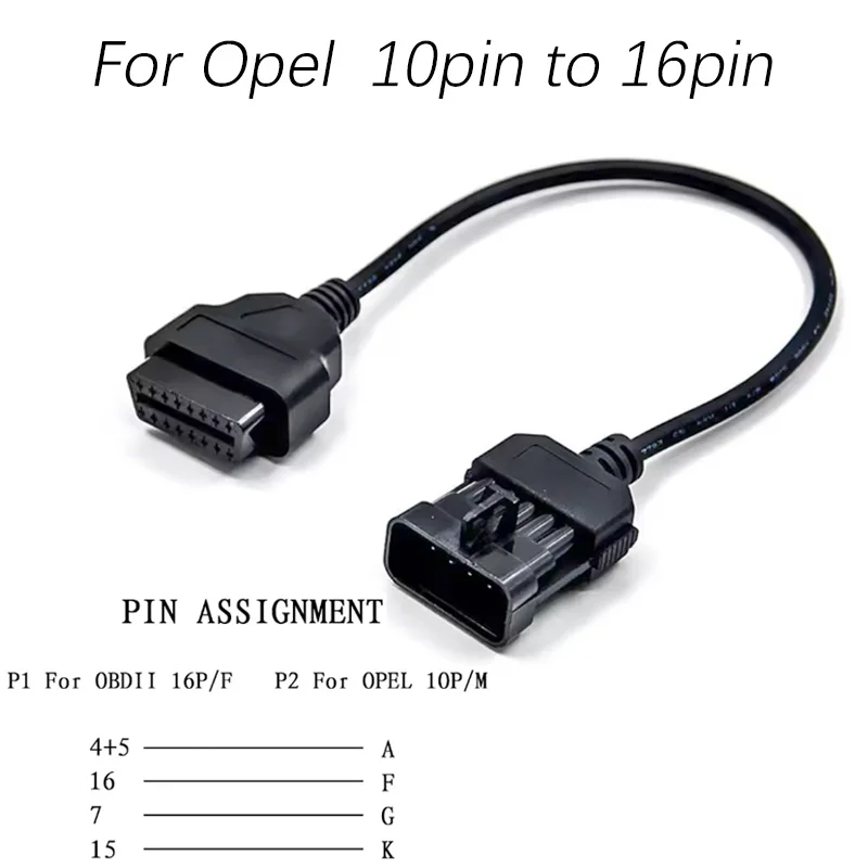 لأوبل 10Pin إلى obdii 16 دبوس obd obdii سيارة تمديد كابل ل فوكسهول لأوبل ماسح ضوئي تشخيصي أداة موصل محول