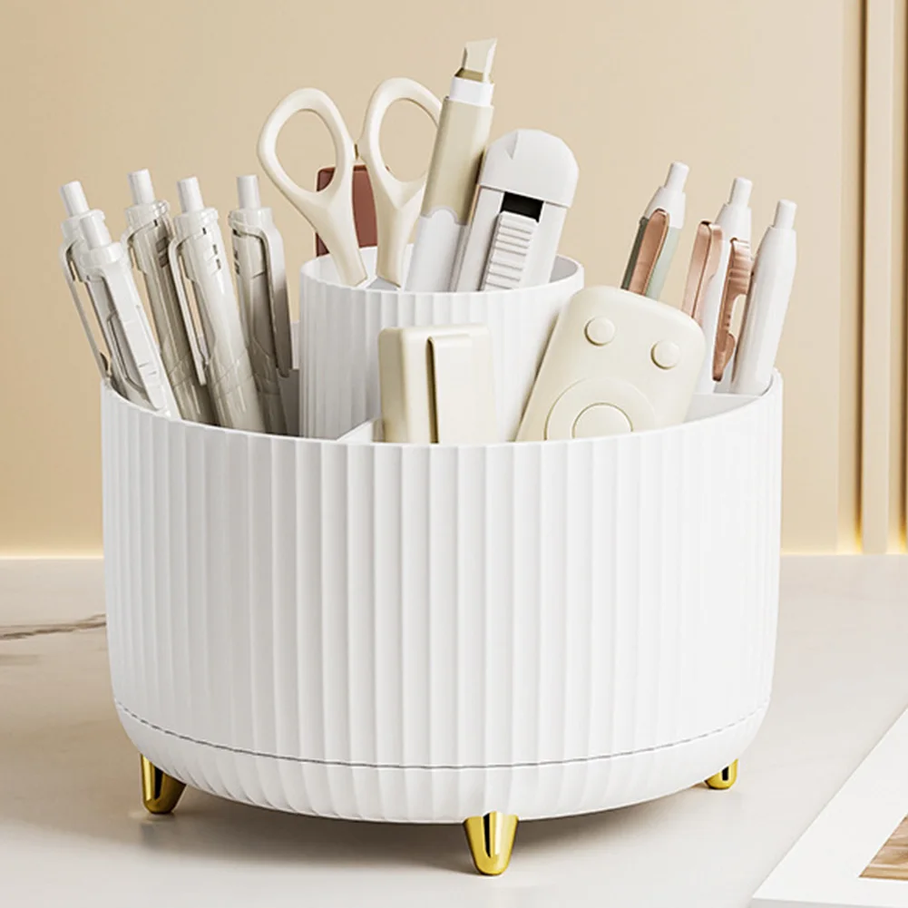 Bathroom Vanity Desktop Organizer 360° Rotating Desk Storage Container 5 Slot Cosmetic Display Case for Vanity Desktop Bathroom