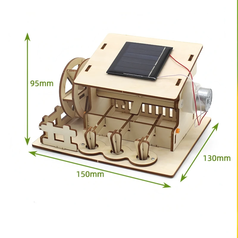 عجلة مائية تعمل بالطاقة الشمسية، نموذج تجميع مصنوع يدويًا للأطفال، أحجية الصور المقطوعة الخشبية ثلاثية الأبعاد، ألعاب تعليمية هدية ذاتية الصنع