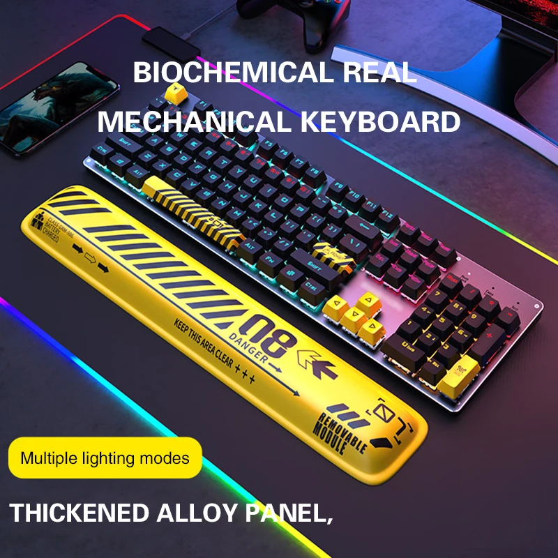 Mechanical keyboard Biochemical theme metal panel Wired USB connection with light effect for hot swappable esports games