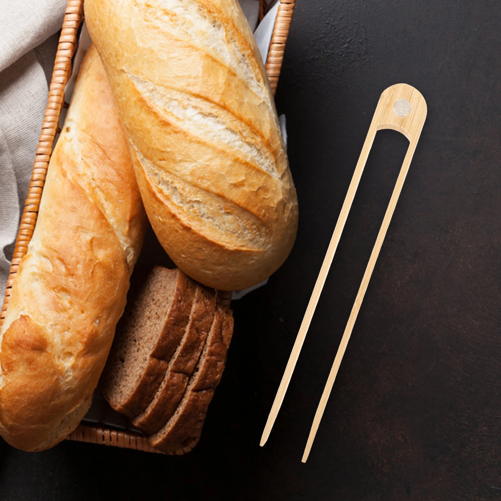 

Bamboo Bread Tongs Kitchen Cooking Food Clips Baking Toast Khaki Utensils Toaster