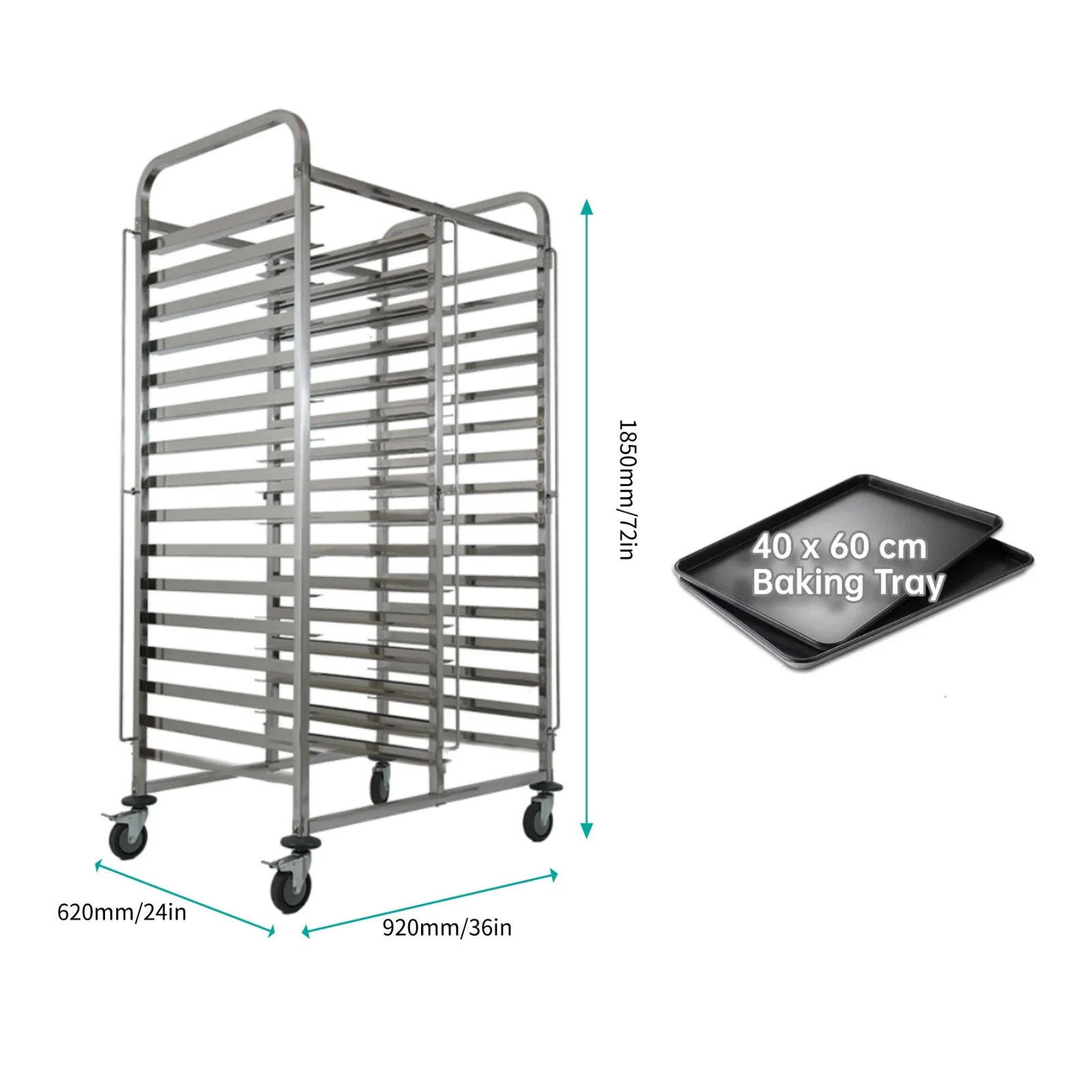 32 Tier 1850x620x920mm Stainless Steel Gn Pans Kitchen Trolley Commercial Bakery Tray Rack for Oven Proofer