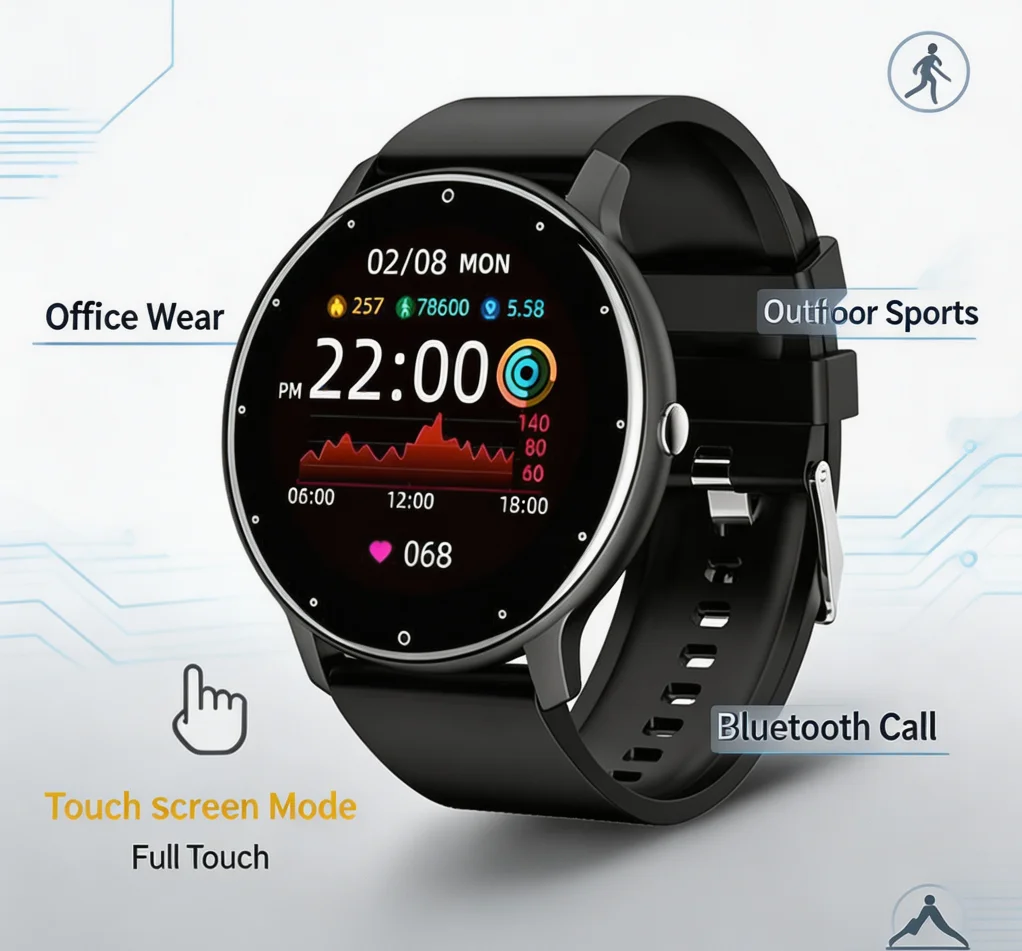 Smart Watch for Men and Women, Sports Watch with Heart Rate and Sleep Monitoring, Bluetooth Call Information Reminder, Multifunctional Sports Bracelet Watch