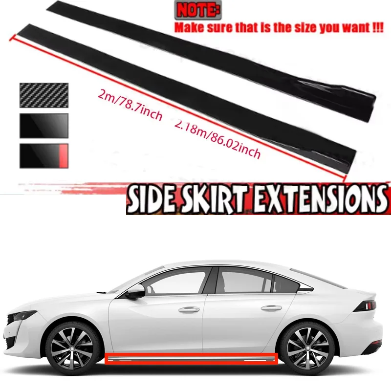 

FOR Peugeot 508 2M Car Side Skirt Extension Plate Lip Separator Bumper 2.18M Racing Side Spoiler