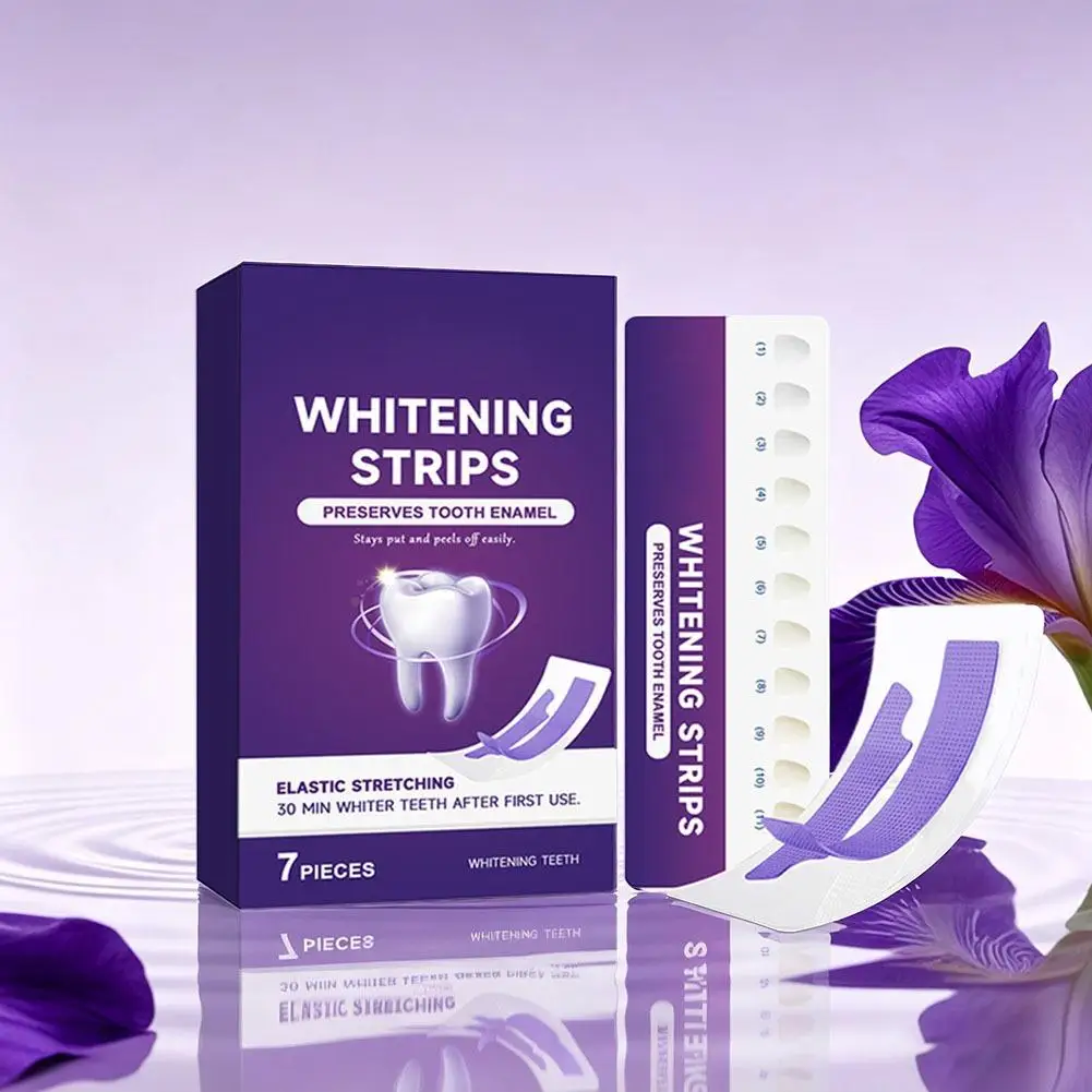 Gentle Purple Teeth Whitening Strips Sensitive Teeth Stain Removal Fast Home Oral Care Quick Easy Use With Professional Color Ch