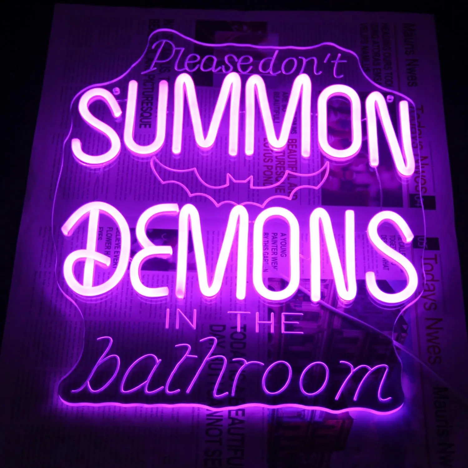 Ghost Bat LED Neon Sign Gothic Dimmable Letter Wall Light For Bedroom Bathroom Bar Halloween Ornament