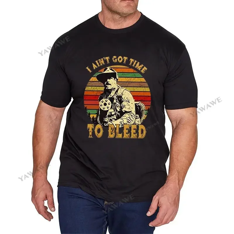 Male Black Tshirts Blain Predator I Ain't Got Time To Bleed Vintage Men Cotton Cool Casual print t shirt brand Fashion tee shirt