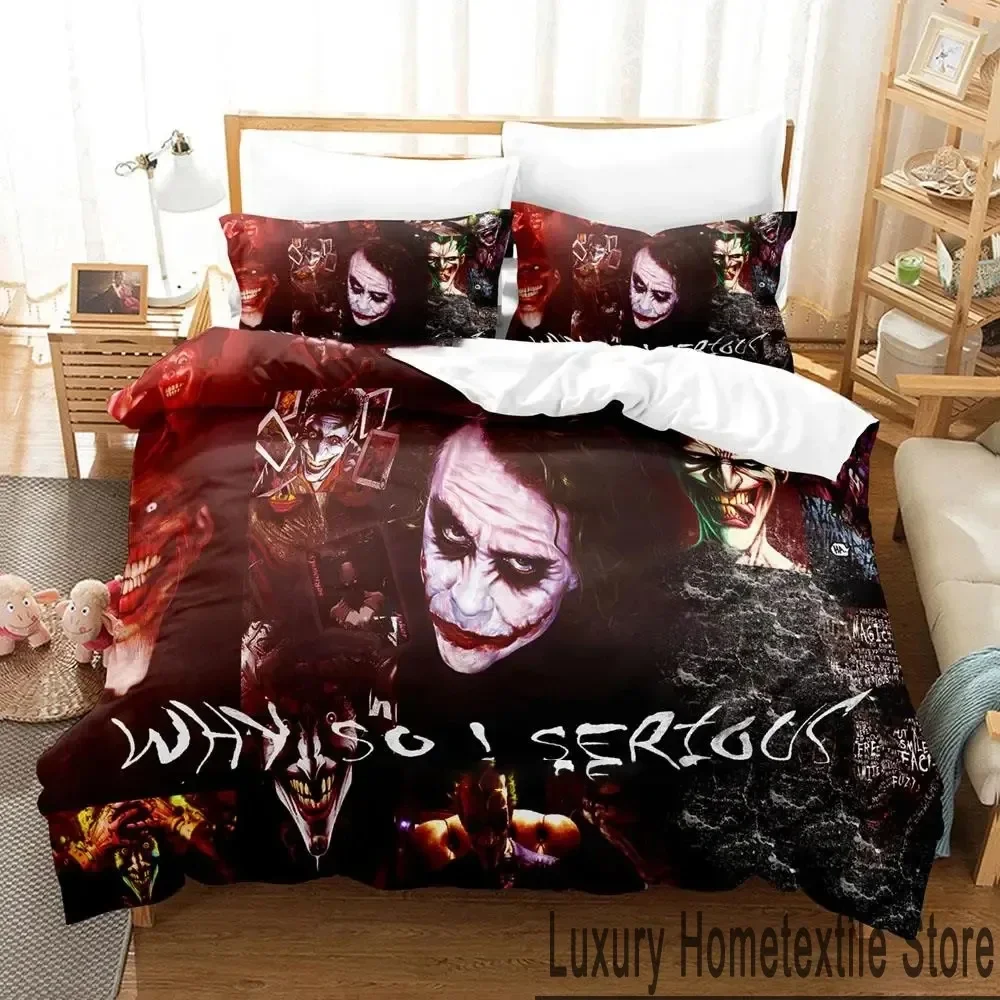 

3D Print Joker Bedding Set Boys Girls Twin Queen King Size Duvet Cover Pillowcase Bed boys Adult Home Textileextile