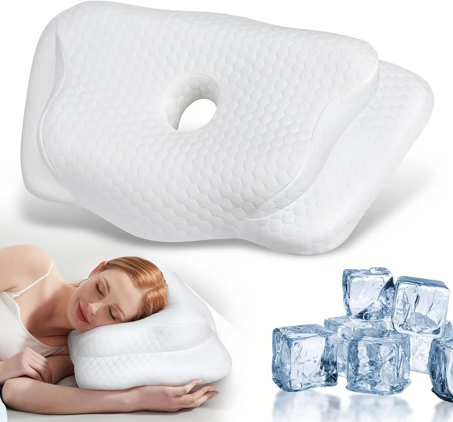 

Butterfly Cervical Neck Pillow, Memory Foam Ergonomic Support with Air Hole for Neck Pain Relief, Cooling Washable Cover