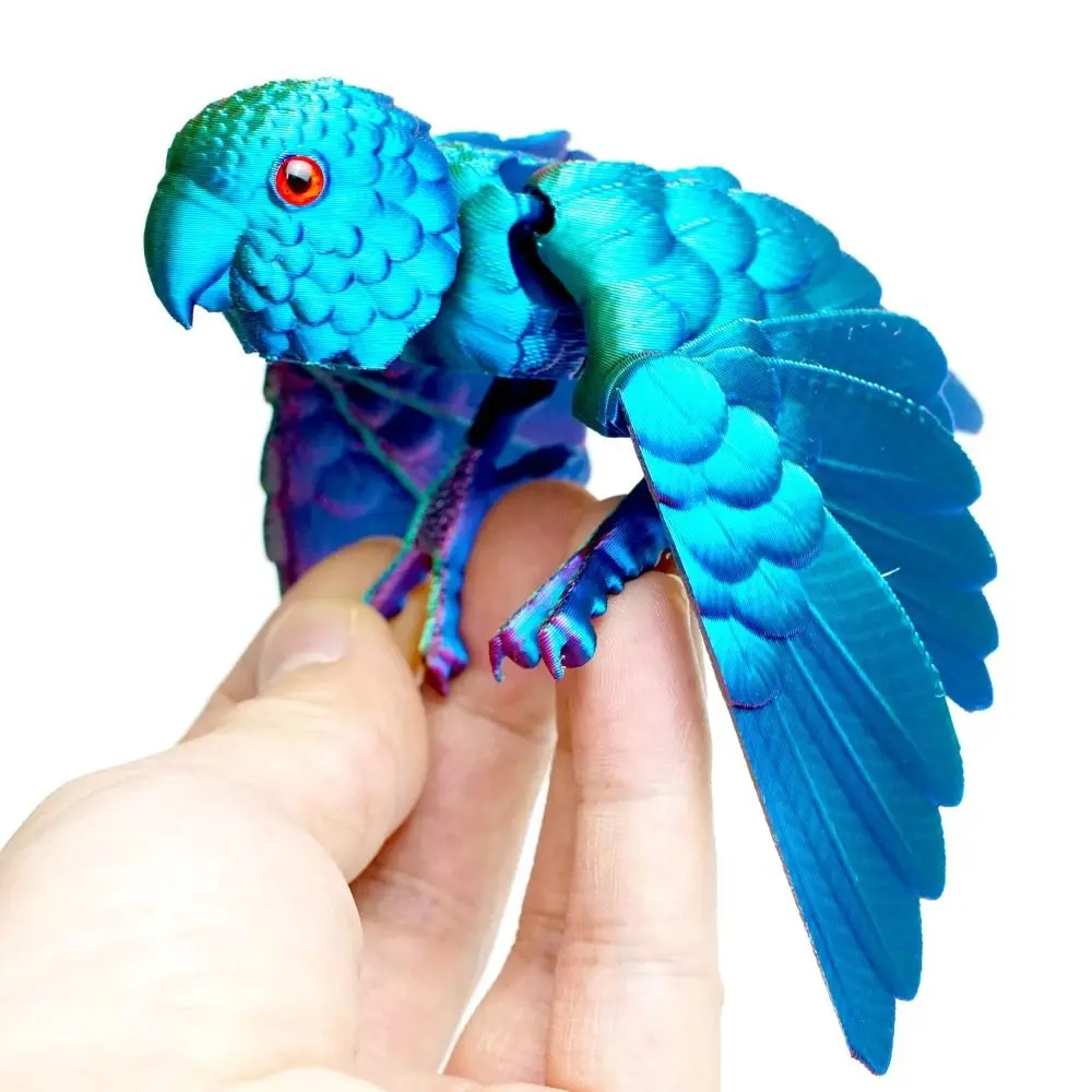 

3D Printed Parrot Model Flexible Animal Statue Bird with Wings Moveable Joints Home Decoration Autism ADHD Fun Toys Holiday Gift