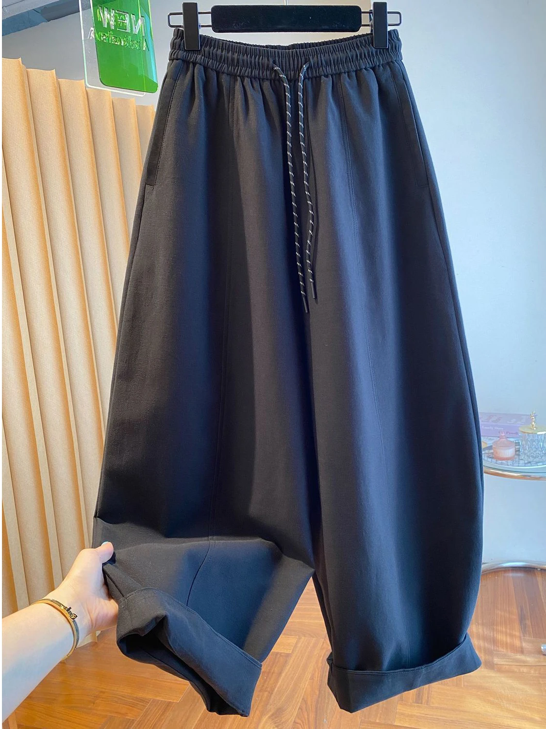 Übergrößen Lose Lässige Weite Hosen für Damen bis 300kg Koreanischer Stil Schlankmachende Schleifenhosen Herbst Neuerscheinung Freizeitkleidung