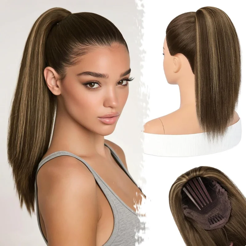 

Short Straight Drawstring Ponytail Extension – Natural Soft Synthetic, for Daily, Party & Cheer Competition
