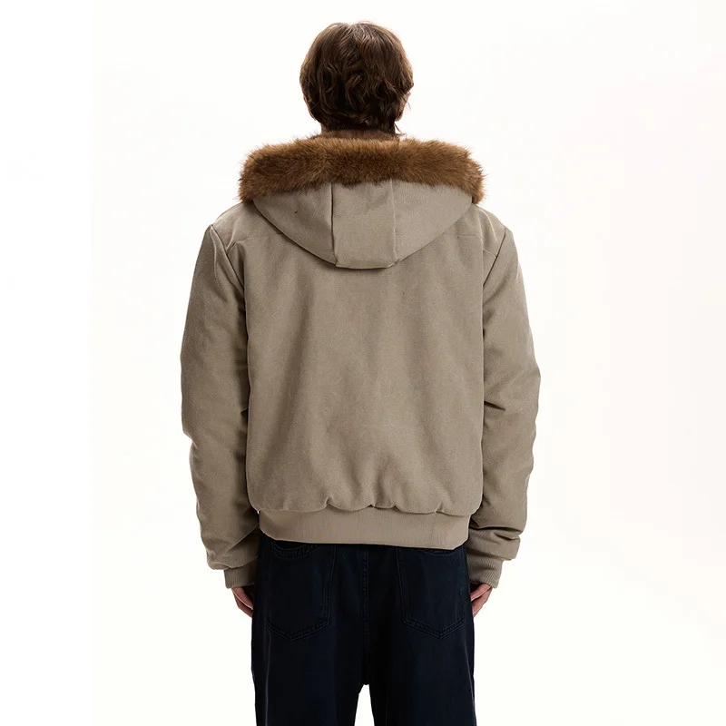 LUZHEN 2025 الشتاء موضة انفصال الفراء مقنعين سميكة الدافئة معطف مبطّن الرجال وسيم الصوف بطانة سترة عادية JY5127