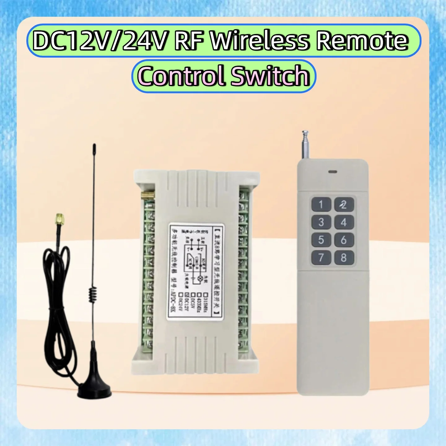 

8-Channel RF Remote Control Switch DC12V/24V for Industrial Automation Lights Fans Irrigation Pumps Control