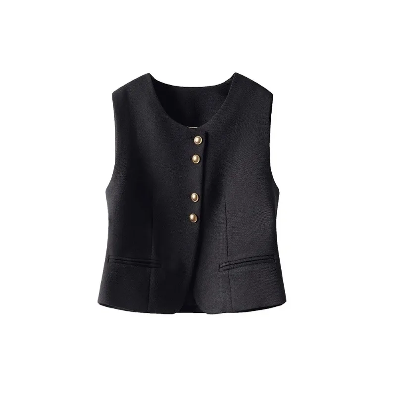 Women's Design Sense Vest With Lining Spring Autumn New Loose Sleeveless Outerwear Waistcoat