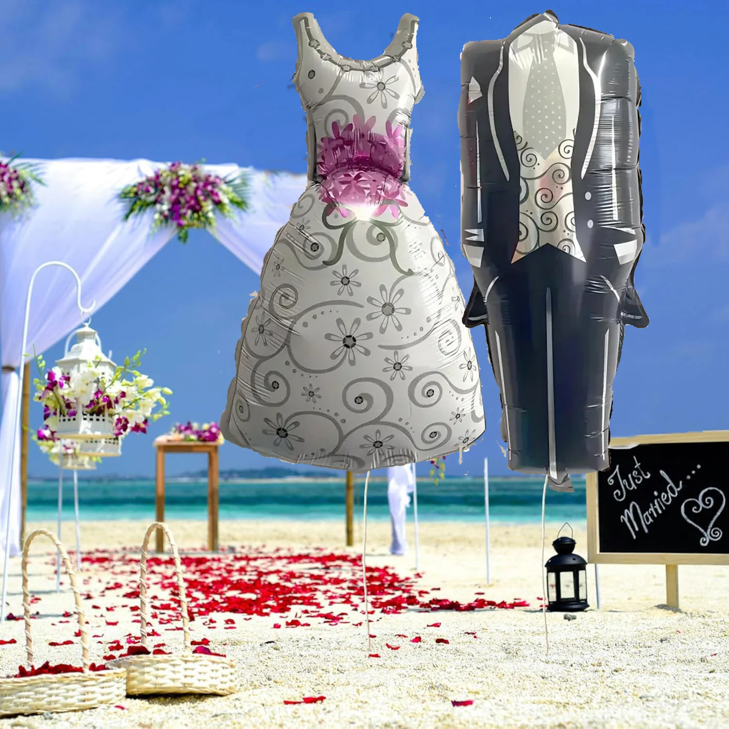2pcs Groom and Bride Suit Wedding Dress Balloon Wedding Engagement Valentine\'s Day Birthday Party Decoration