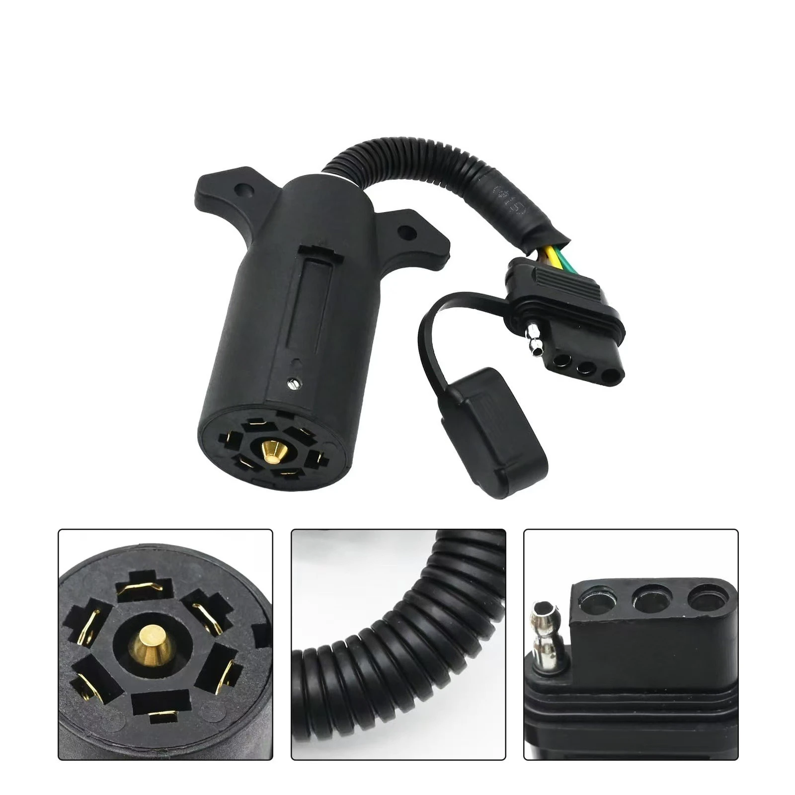 

Адаптер проводки прицепа, 7-контактный лезвие на 4-контактный преобразователь с плоской вилкой, 7-контактный на 4-контактный конвертер для буксировки тяжелых грузовиков RV