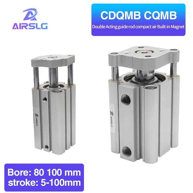 CDQMB CDQMB80 CDQMB100 CQMB80 CQMB100 Double Acting guide rod compact air pneumatic cylinder Built-in Magnet stroke 5-100mm