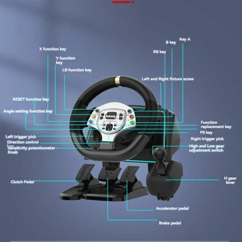 G30 Force Feedback Game Steering Wheel 1080 Degrees Racing Game Simulator PC/PS3/switch/ Android Platform Excellent