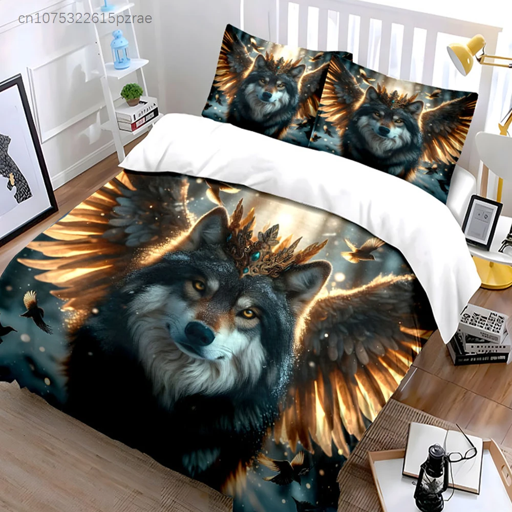Wolf Fantasy Art Home Decor Multiple Sizes kid's And adults' Bedroom Exquisite 3PC Bedding set, Gift