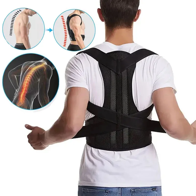 Reinforced Belt Lumbar Column Posture Corrector Vest Adjustable Back Support Strap Shoulder Spine Brace Neck Stretcher Trainer