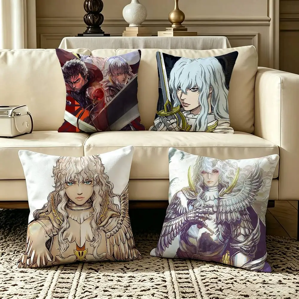 cartoon Griffith Guts Berserk  Pillow Case Square Double-Sided Sofa Cushion Cover Bedroom Bedside Pillow