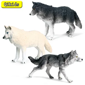 Nova alta qualidade clássico selvagem lobos selvagens animais modelo figuras de ação bebê cinza lobo lobo pvc educação crianças brinquedos presentes