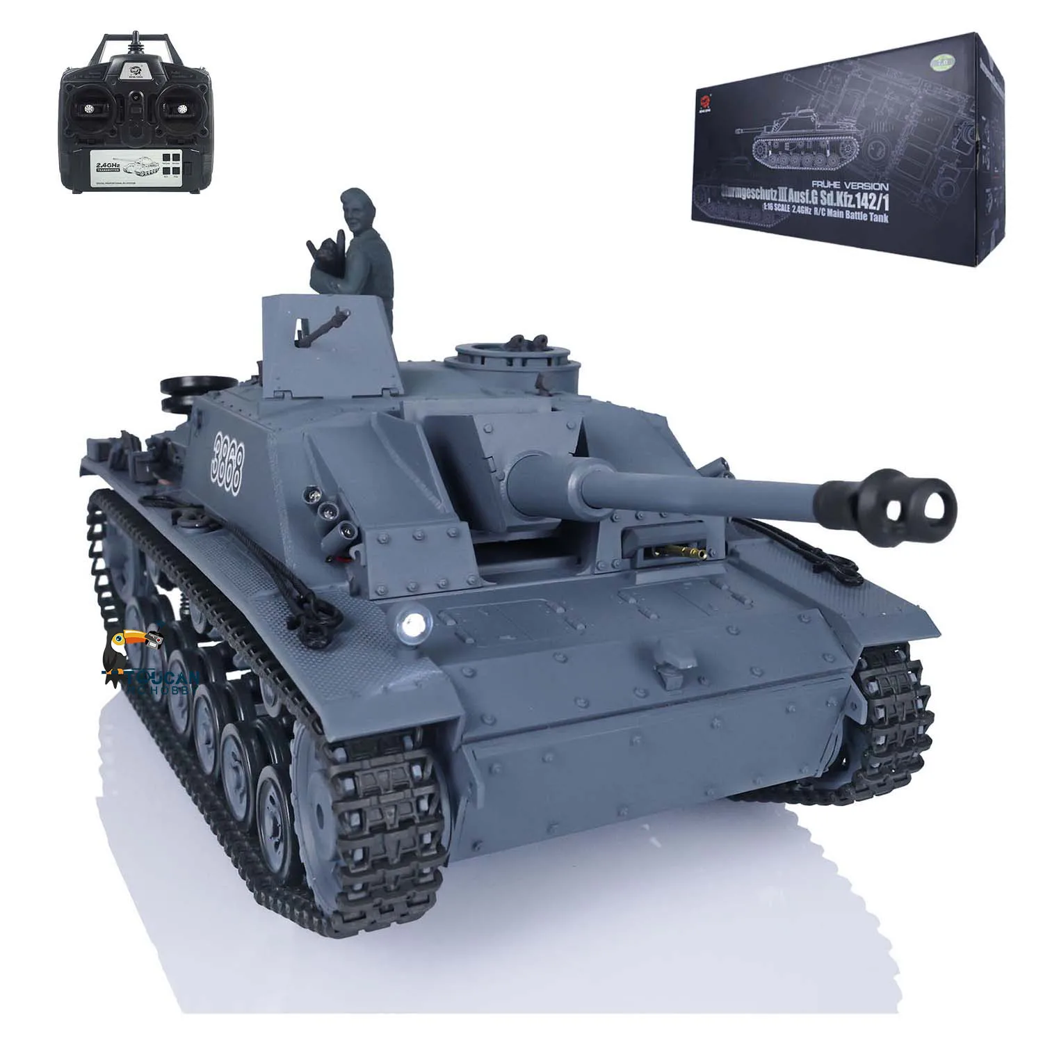 Heng Long HL 1/16 German Stug III RTR RC Tank 7.0 Plastic 3868 Machine Gun Smoking Remote Control Military Car Toys Gifts