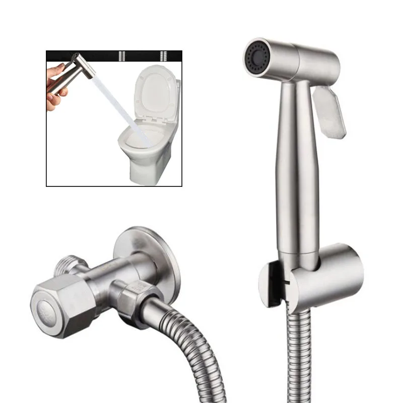 Handheld Toilet Bidet Sprayer Set Kit Stainless Steel Hand Bidet Faucet for Bathroom Hand Sprayer Shower Head Self Cleaning F2