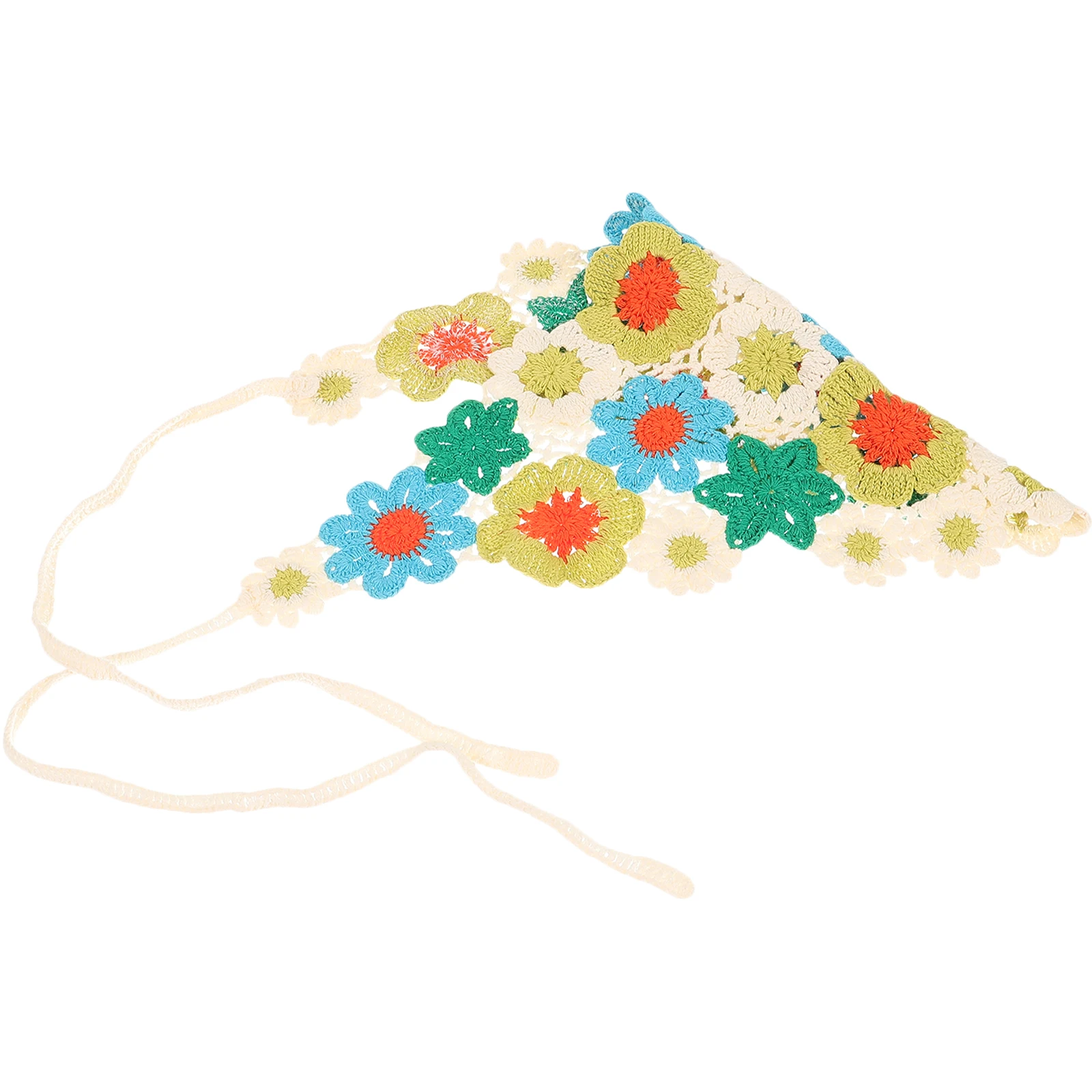

Knitted Headband Crochet Bandana Hair Scarf Mori Triangle Cotton Women Girls Flower Green Photoshoot Travel