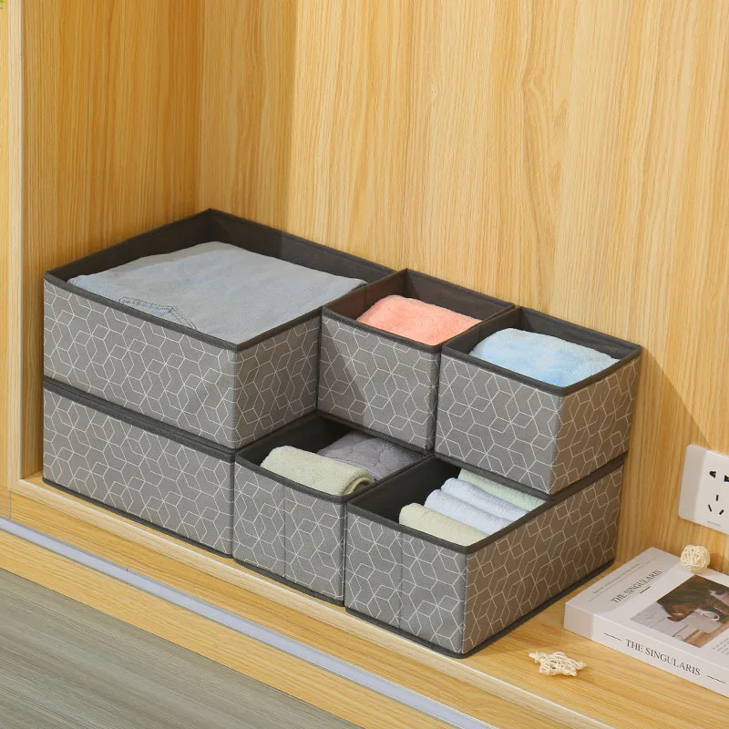 Home Fabric Clothes Storage Box Six - Piece Set Sundry - Sorting Foldable Storage Box Underwear - Organizing Storage Box