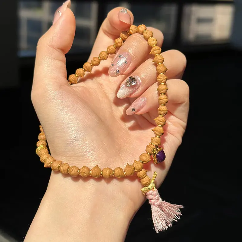 Elegant New Chinese Style White Bud Horizontal Play Baixiang Seed Bracelet Original Seed Bodhi Prayer Bead Bracelet Gifts